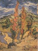 Vincent Van Gogh Two Poplars on a Road through the Hills (nn04) oil on canvas